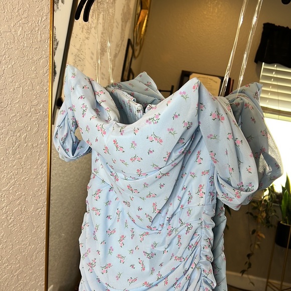 House of CB ‘Luna’ Blue Floral Draped Corset Mini Dress NWOT - Picture 9 of 10